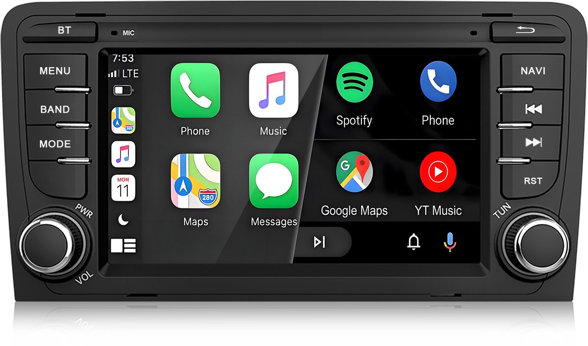 Cestovet Autoradio - Geschikt Voor Audi A3 8P 2003 t/m 2012 - 2GB+64GB - Draadloos Carplay Android Auto - GPS RDS Bluetooth - Navigatie SWC USB - RAM 2GB + ROM 64GB
