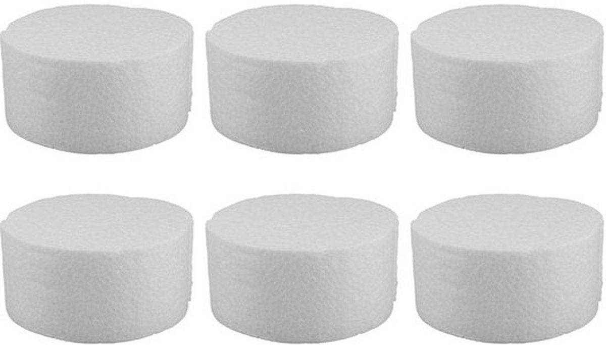 Round Styrofoam Discs M - 6 Stuks - Wit - Voor DIY Crafts en Cake Decoratie