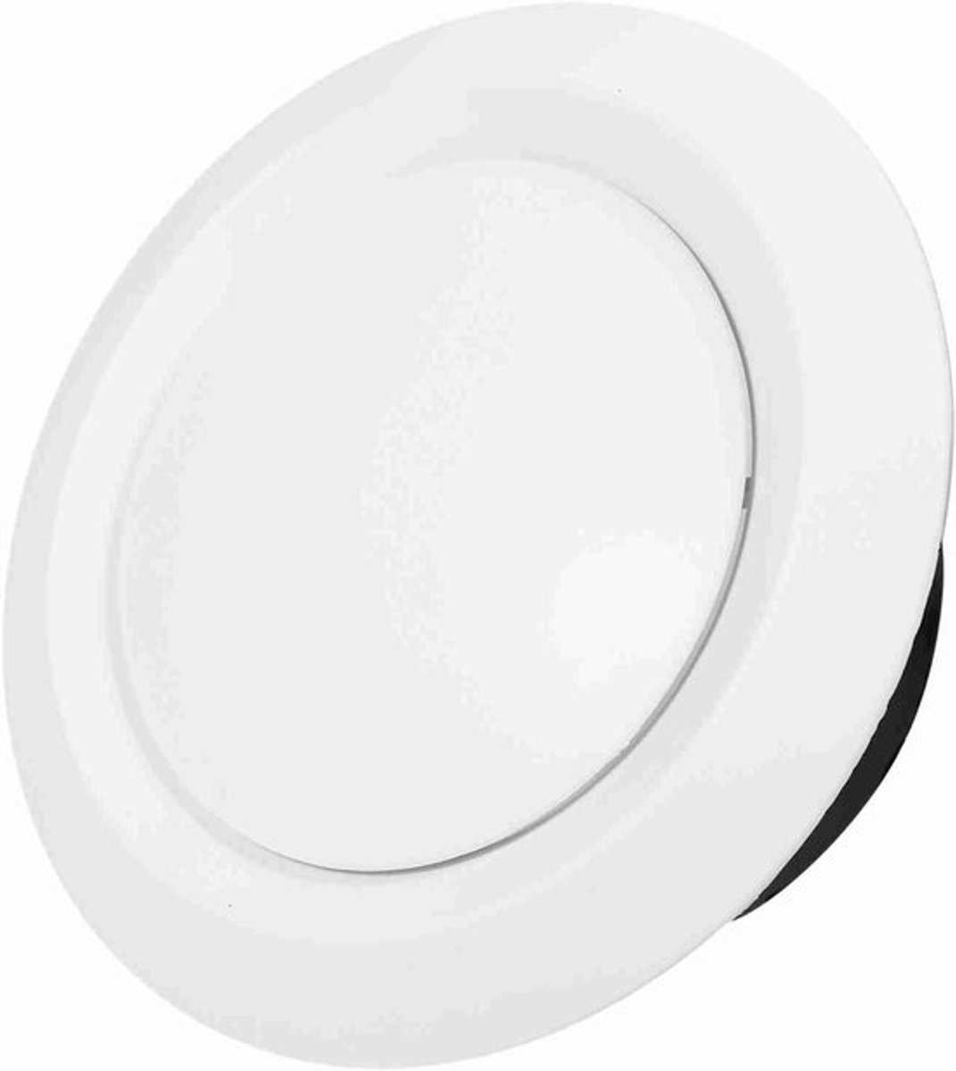 Ronde ventilatierooster van 150 mm met verstelbare kunststof diffuser en bevestigingsring, geschikt voor badkamer, kantoor en keuken, wit van kleur