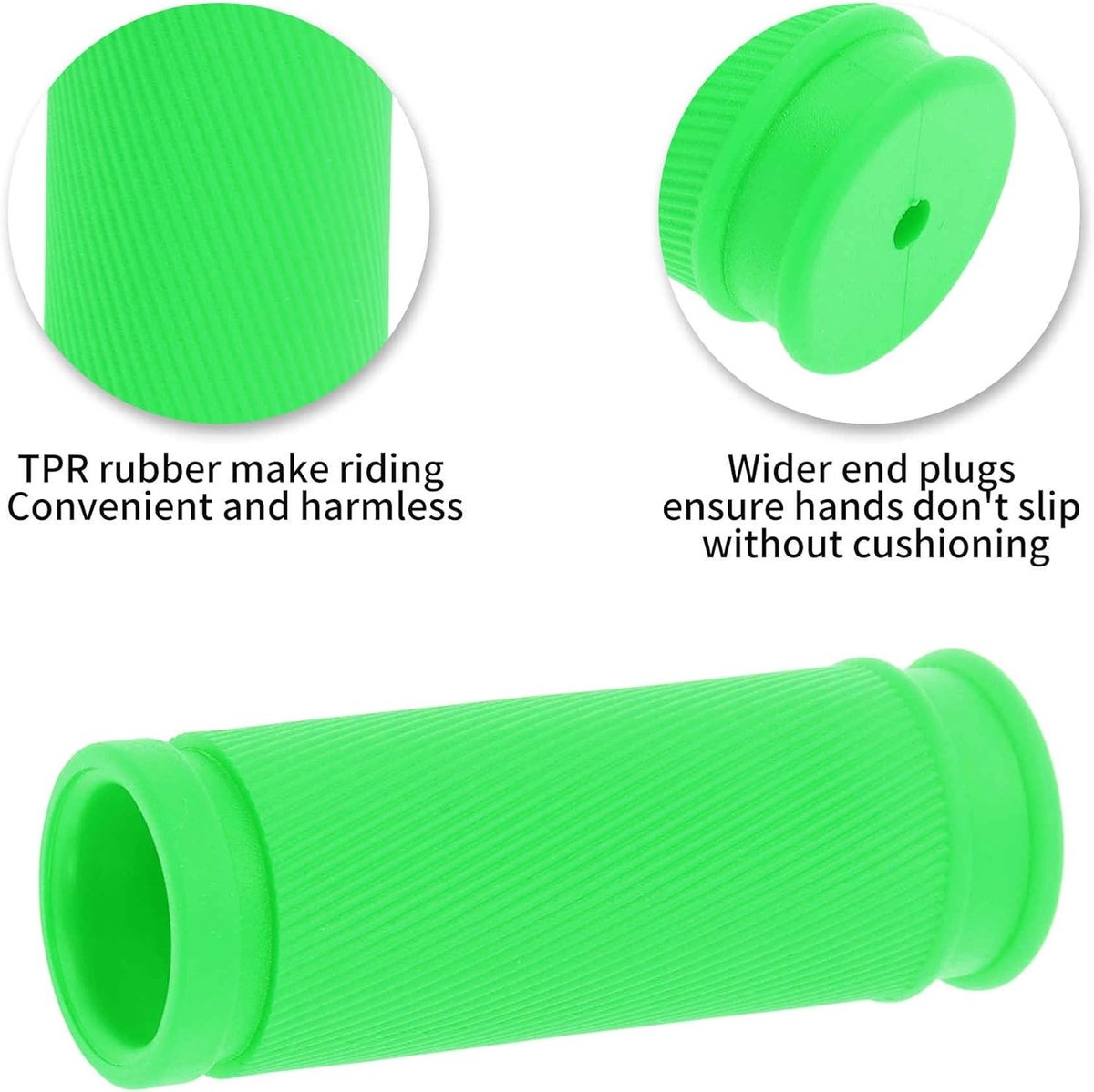 Ergonomische fietsgrepen van rubber met stootbescherming, 85 mm, voor driewielers en balansfietsen, groen, 2 stuks