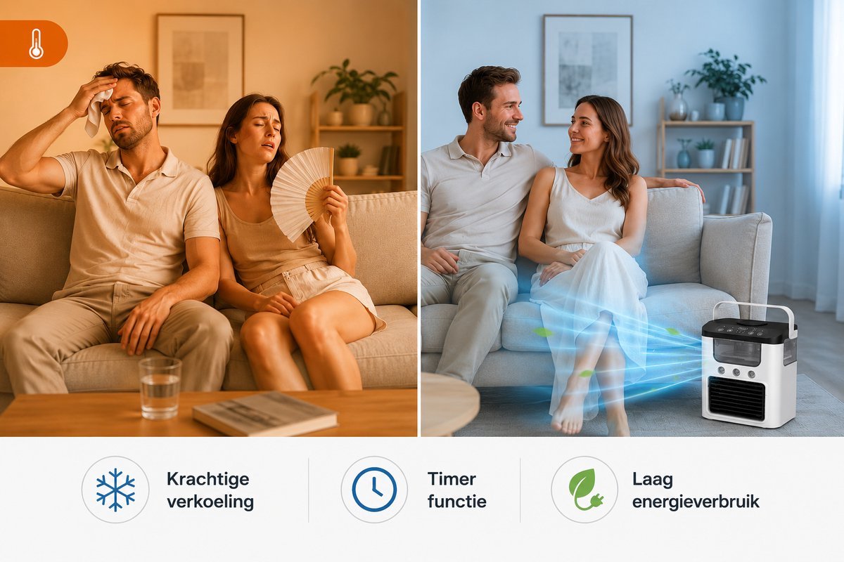 Mobiele Airco Zonder Afvoer - Mobiele Airco Zonder Slang - Compact En Zuinig - Ideaal Voor Koeling In Slaapkamers Of Kleine Kantoren – foto 2