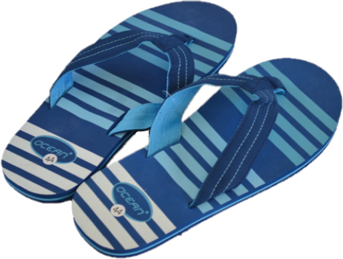 Slippers heren Gestreept - 42 - blauw
