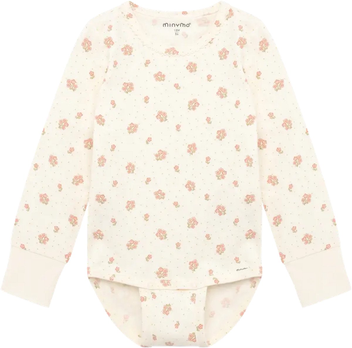 Minymo baby romper lange mouwen met bloemenprint maat 50