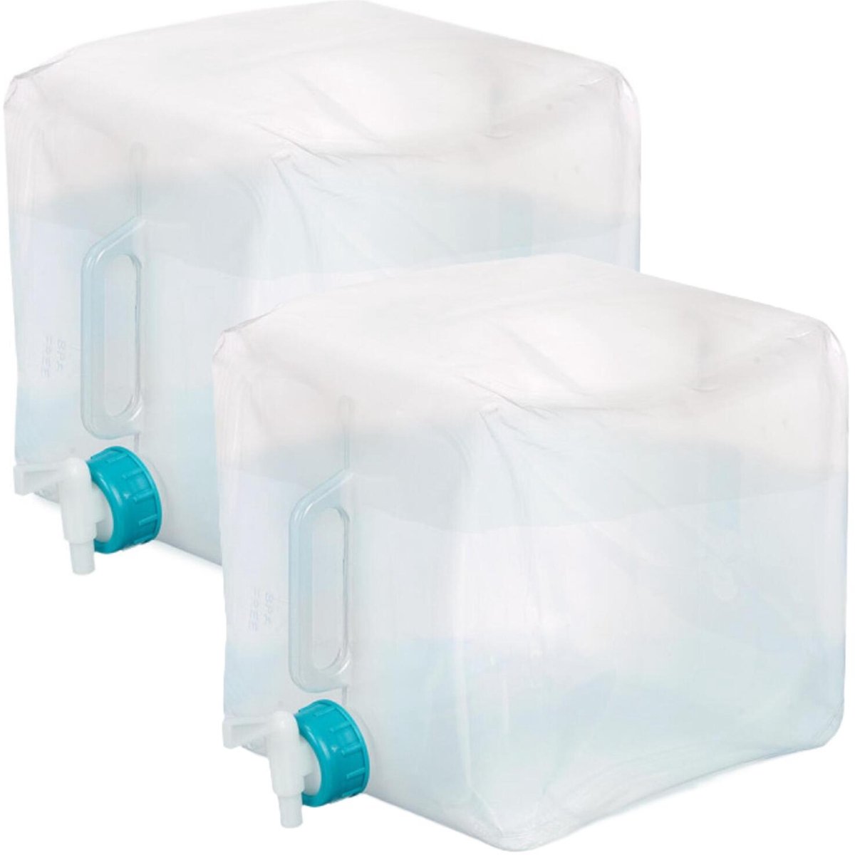 Leknes watertank opvouwbaar - 2x - 10L - met kraan - kunststof - jerrycan met kraan - camping/picknick waterreservoir