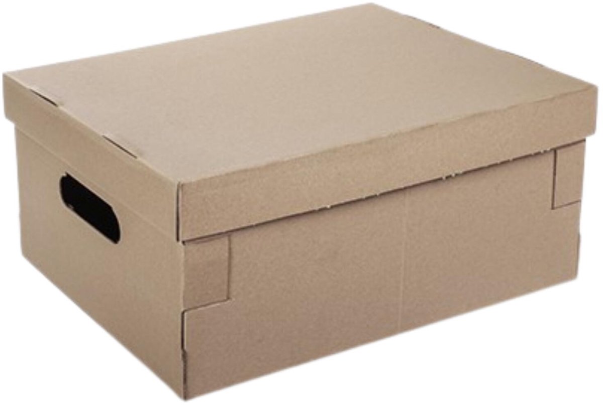 CM Huis Opbergbox - Opbergdoos - beige - karton - opvouwbaar - 45 x 35 x 20 cm - met deksel - organiseren - opruimen