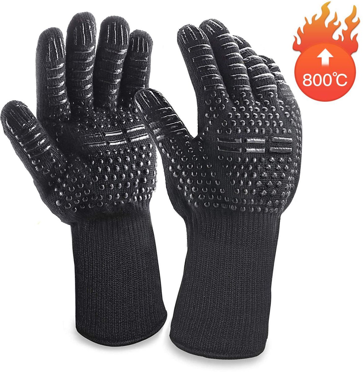 2 Hittebestendige Handschoenen - Ovenwanten die niet verbranden - BBQ Grillhandschoenen - Hittebestendige Bakhandschoenen - Keukenbeschermende Handschoenen - Ovenaccessoires - Siliconen - Zwart