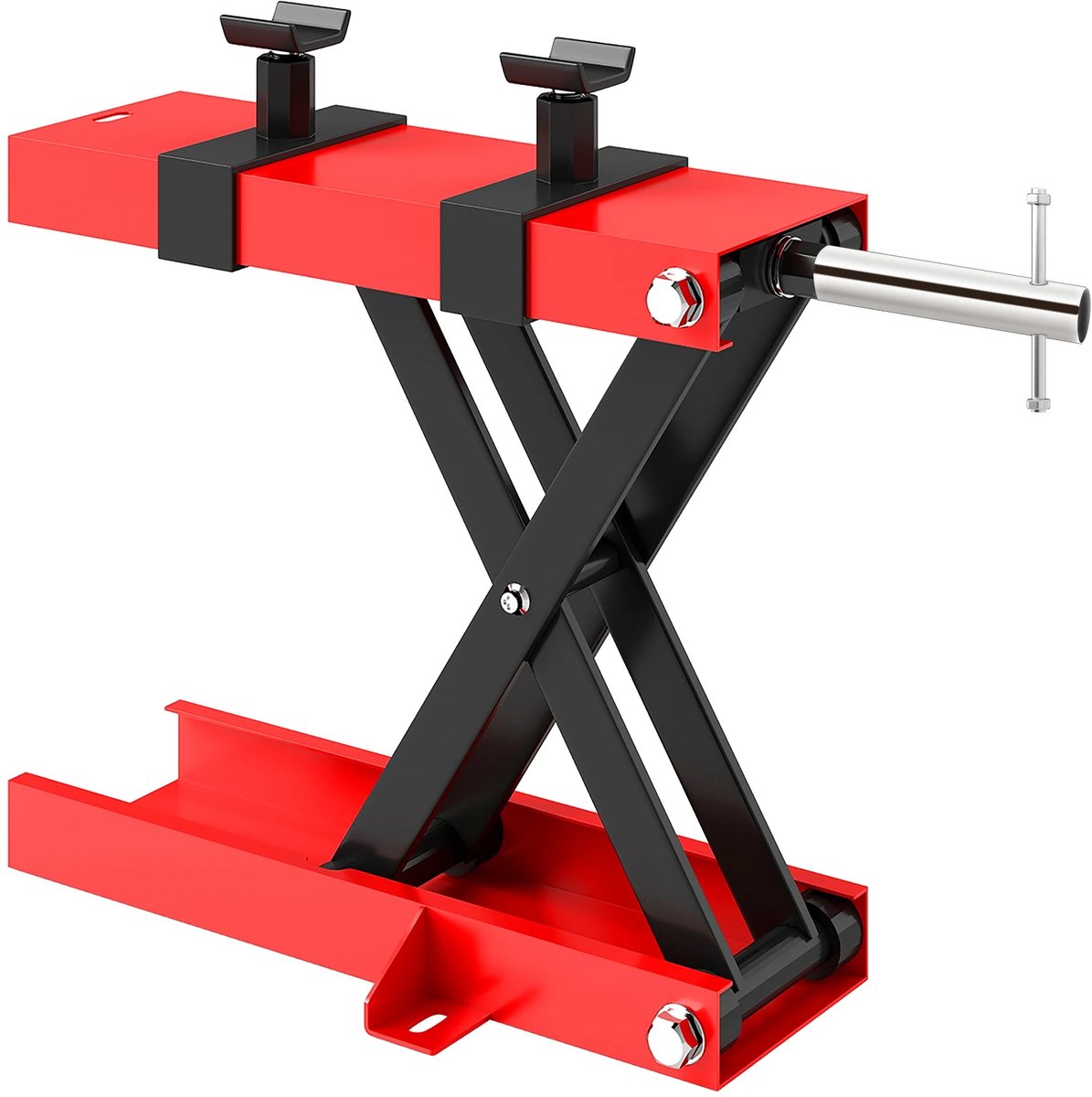 Bresht Motorheftafel - Met een stevige schaarmechanisme - Maximale draagvermogen van 500 kg - Zwart met rood - 45 × 15 × 9,5-40 cm