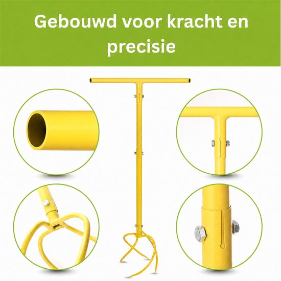 JustValue Tuinklauw - 4-Tands Tuinwoeler - Bodembewerker - Hoogte Verstelbaar 90-99cm - Ergonomisch T-Handvat - Staal - Voor Grond Beluchten - Onkruid Verwijderen - Moestuin - Geel van JustValue — afbeelding 3