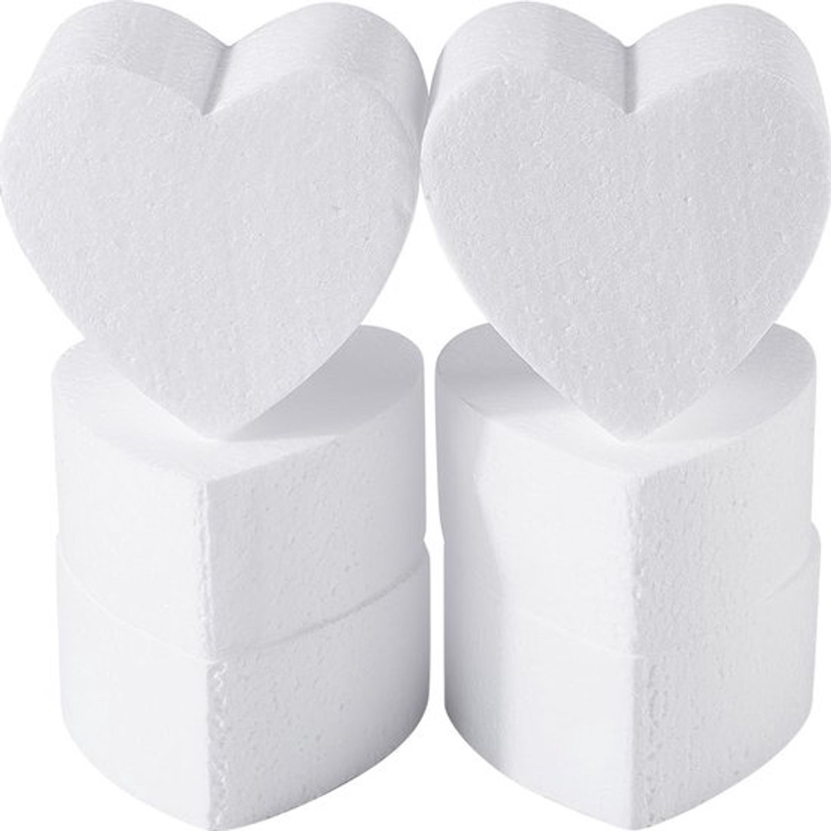 6 stuks schuimschijven taart hartvormig nep model 10 cm wit lichtgewicht polystyreen styreen embryo mal oefentaart modelleer ornament voor taartdecoratie bruiloft Valentijnsdag