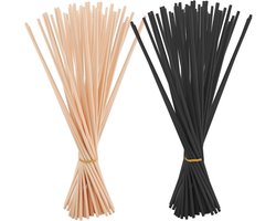 Aromasticks - 100 Stuks - 20 cm x 3 mm - Diffusor Staafjes - Huisparfum - Luchtverfrisser - Vervangende Rotan Geurstokjes - Losse Geurstokjes Refill - Sticks voor Geur parfum - Voor Thuis Kantoor Hotel SPA - Zwart, Beige