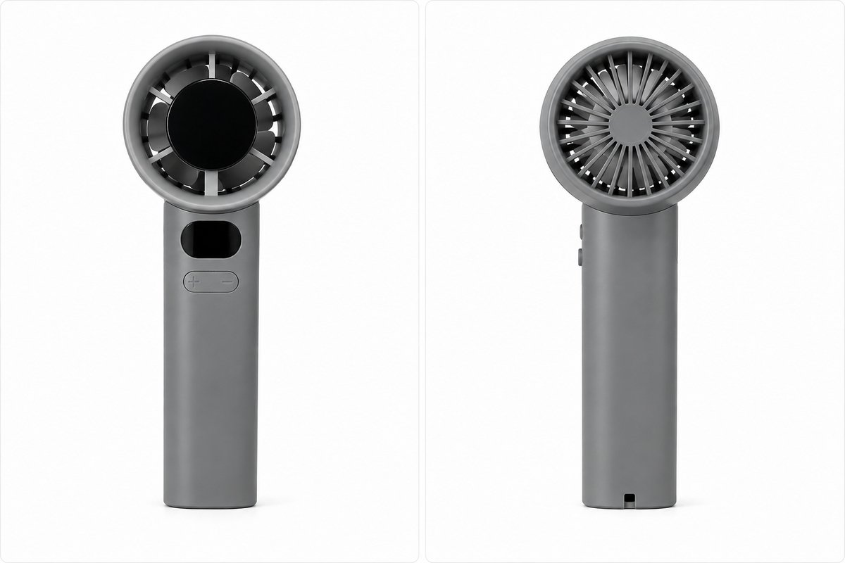 Draagbare USB Oplaadbare Handventilator – Mini Ventilator met 3 Snelheden - Grijs
