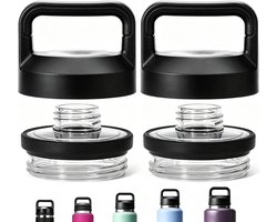 2-pack vervangende drinkdop geschikt voor Yeti Rambler flessen - schroefdop - met Draaghandvat - geschikt voor Yeti Rambler flessen van 18/26/36/64 oz - zwart