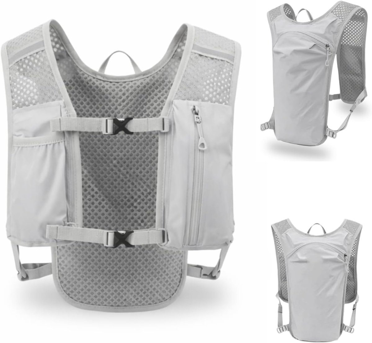 Ulisem - Hardloopvest - Lichtgewicht ademend hardloopvest - Voor lange afstanden en comfortabele hydratatie - Incl waterfleshouder en telefoonzak - Reflecterende strips voor zichtbaarheid - Instelbare - Geschikt voor trail en fietsen