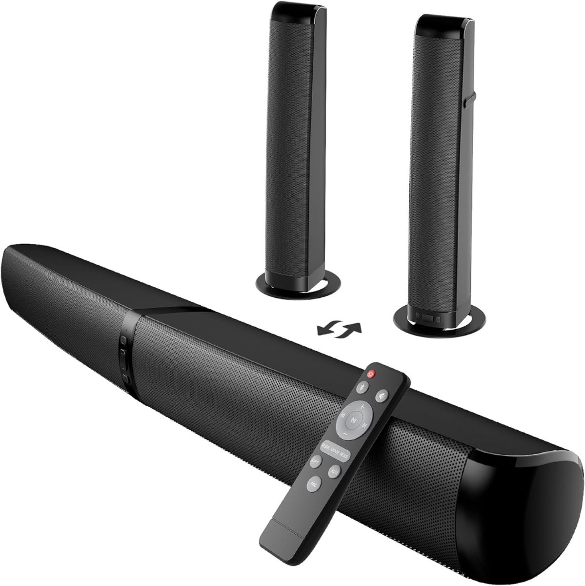 SNJY® Soundbar met Surroundgeluid - TV Speaker - Home Cinema - Met Afstandsbediening - 2-in-1 - 90 W - Zwart