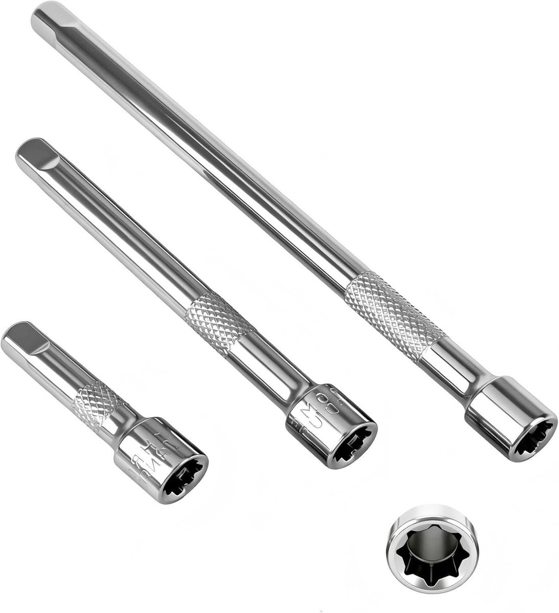 3-delige moersleutelverlenging 1/2 inch met 90° scharnier en schuifhandvat voor montage en demontage | 75 mm, 125 mm, 250 mm, CR-V gereedschap voor mechanische klussen en onderhoud