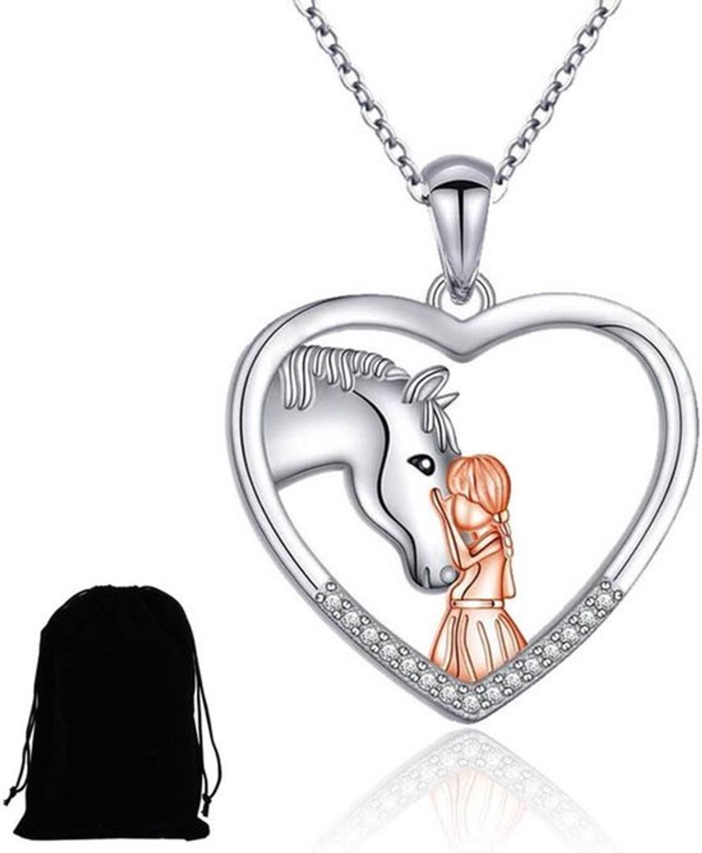 Liefdeshalsketting - Sieraden voor meisjes en paard - Geluksbrenger cadeau voor vrouwen en
