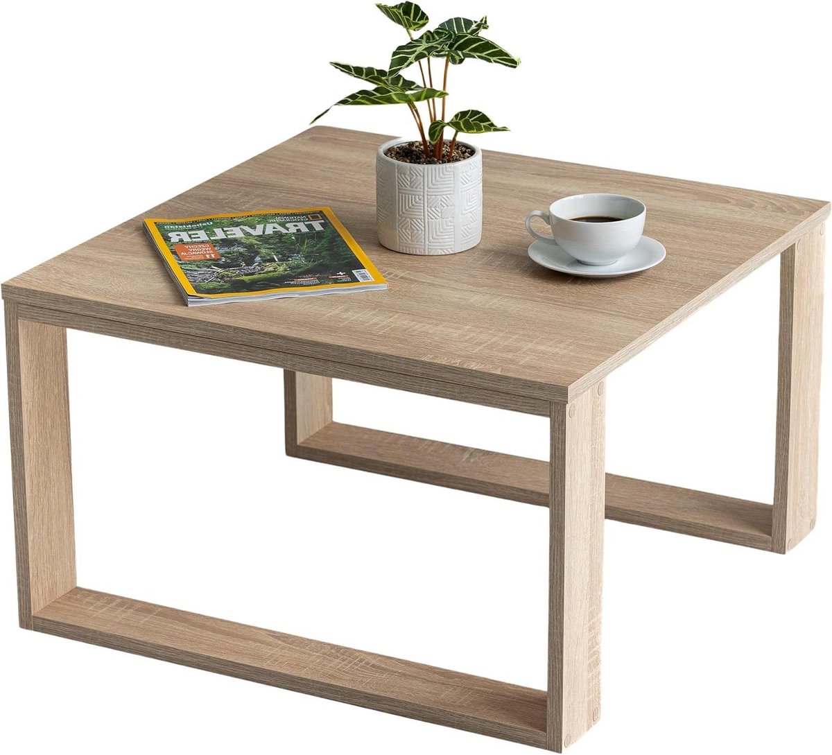 Moderne salontafel - Bijzettafel bank - Woonkamer inrichten - Industriële loft stijl - 65 x 65 x 40 cm