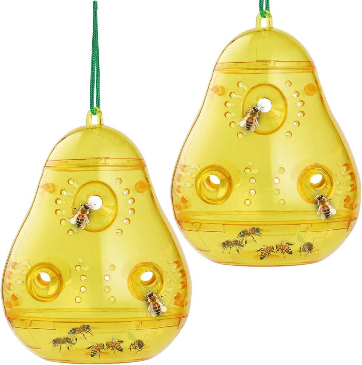 2 Stuks Wespenval - Bijenvanger - Hommelval - Voor Buiten - Voor gebruik buiten en binnen - Lichtgewicht wespenvanger - 11×14cm - Geel