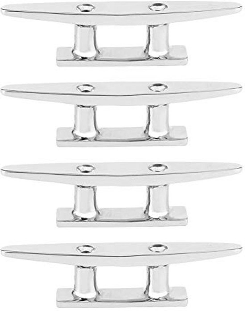 Set van 4 roestvrijstalen bootklemmen van 100 mm met vouwfunctie, ideaal voor dock- en mooringtoepassingen voor stevige bevestiging op het water