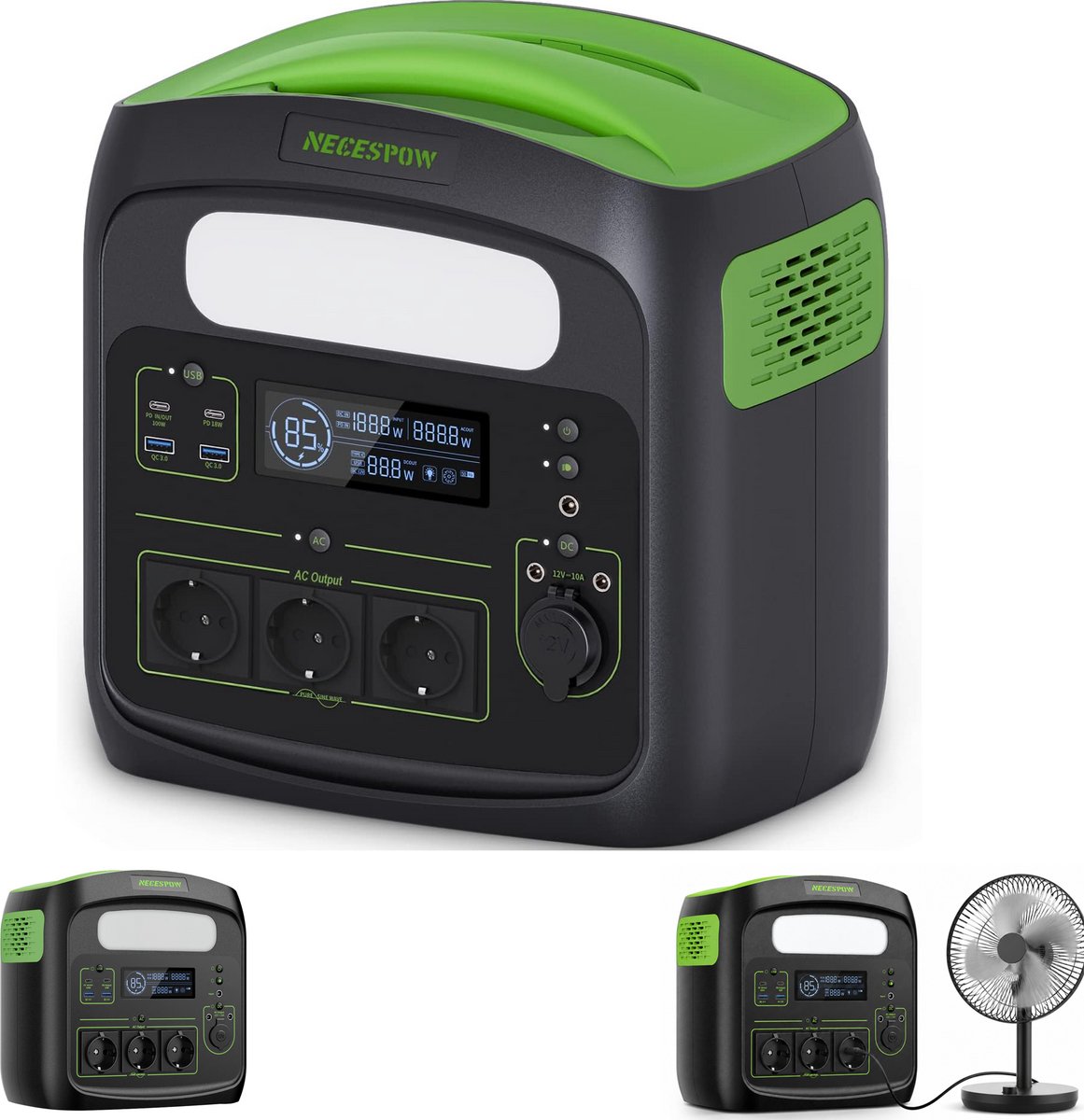 Newsmy N7576 Draagbaar Powerstation 700W – 483Wh LiFePO4-accu – 3x AC + 100W USB-C – Solargenerator voor Camping, Thuis & Noodgevallen