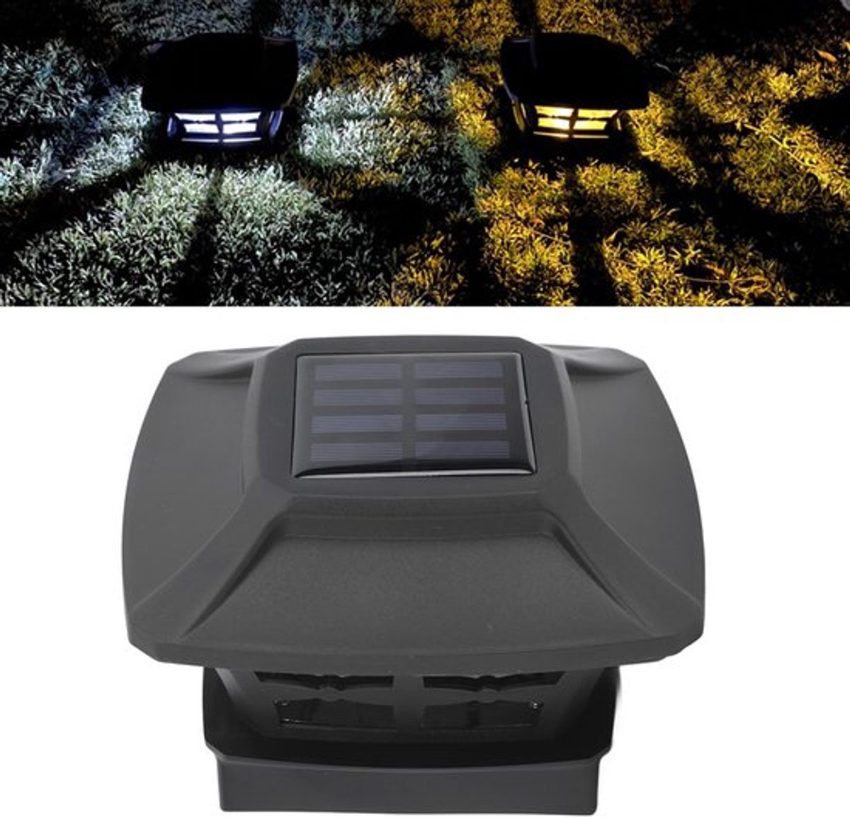 Zonne-paalkapverlichting 2 Kleurmodi Waterdichte Decoratieve LED-hekpaallamp Voor Binnentuingang