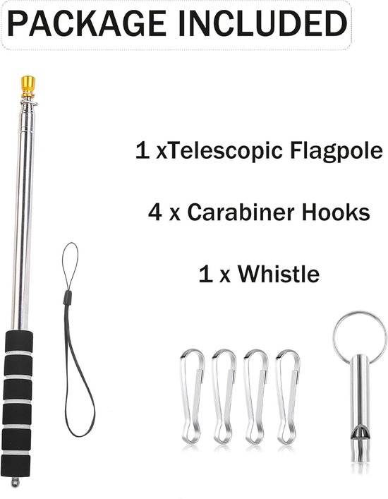 Telescopische vlaggenstok - Uitschuifbare mast - Buitenactiviteiten en lessen - Roestvrij staal - 3 meter - Zilver — afbeelding 5