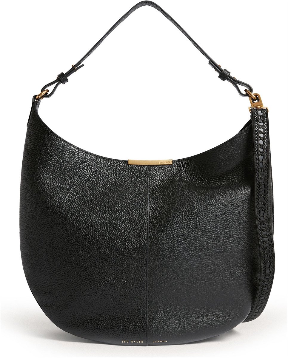 Ted Baker Leren schoudertas Ammilia Bar Detail Slouchy Hobo Bag Black zwart