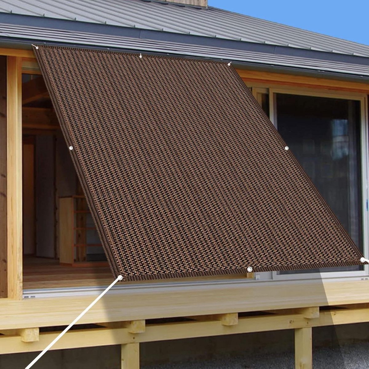 Schaduwdoek - Windscherm Tuin - Privacy creëren - UV-bescherming 95% - 1.2 x 7.5 m - Bruin