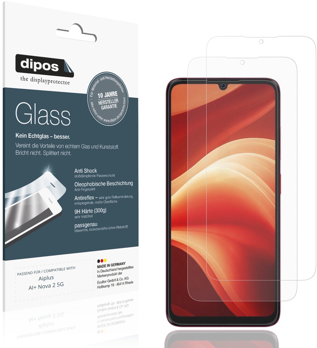 dipos – 2x Matte Pantserfolie geschikt voor Aiplus AI+ Nova 2 5G | 9H Screenprotector