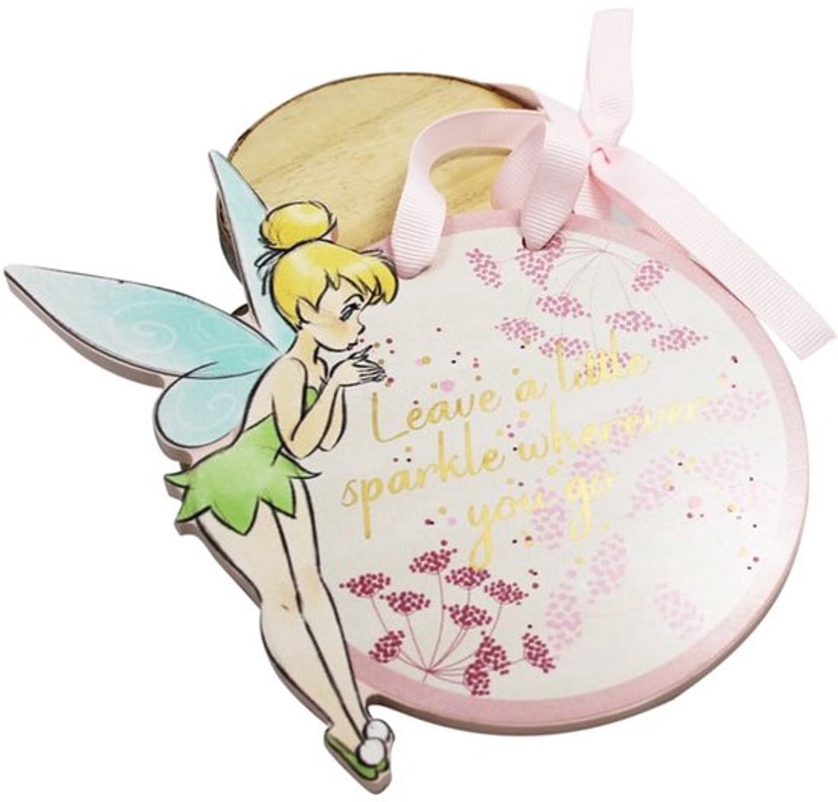 Disney Tinkerbell Hanger 'Leave a little sparkle wherever you go' - Decoratie - Deurhanger - Baby/kinderkamer - Kraamcadeau