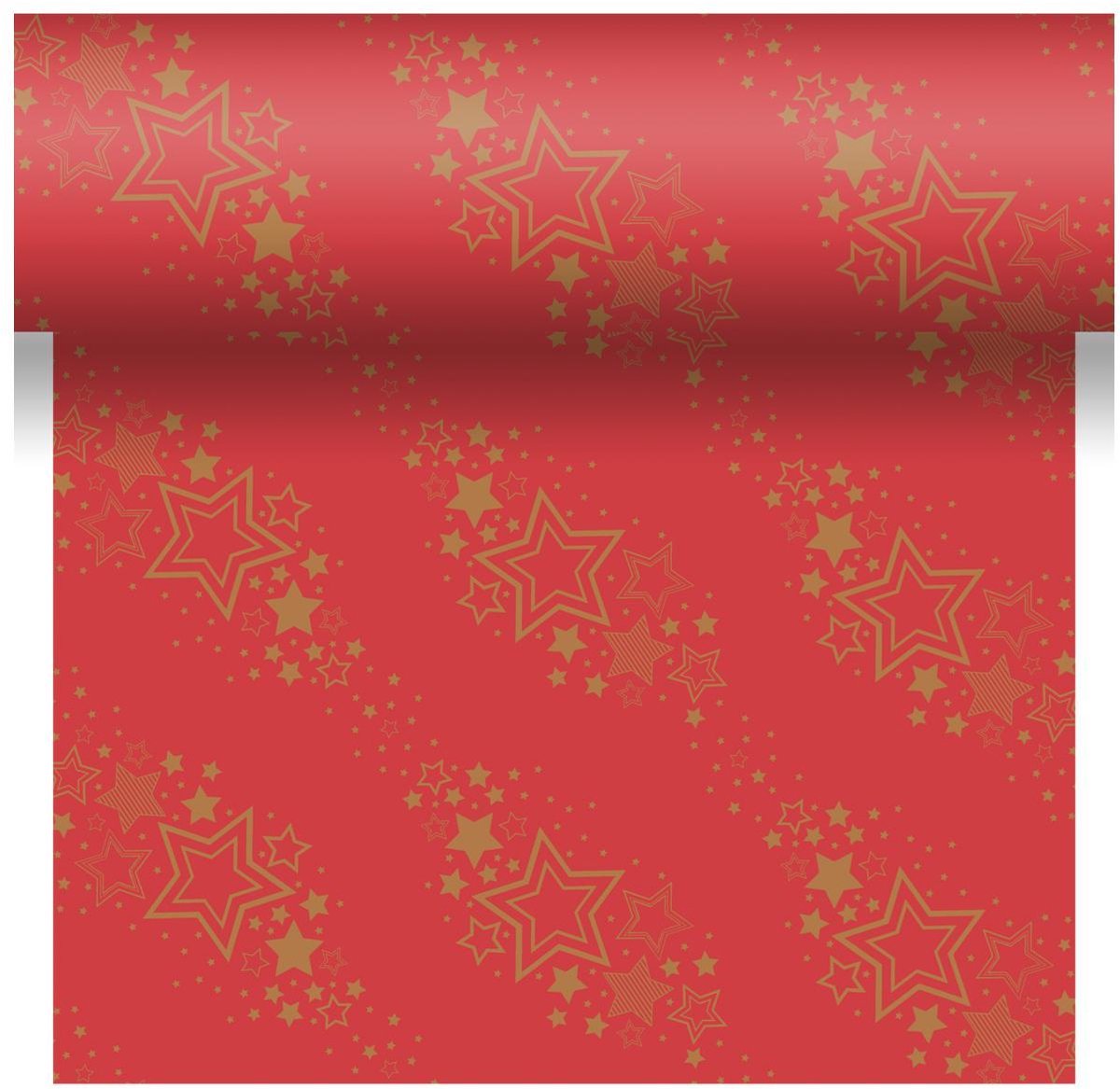 Duni tafelkleed Holiday Star rood 3-in-1 40x480cm feestelijk.