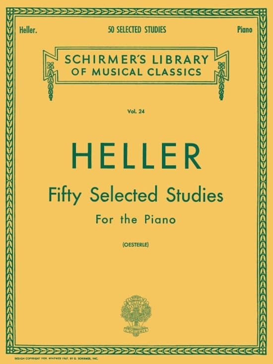 Titelpagina van Heller's 50 Selected Studies for the Piano, Vol. 24.