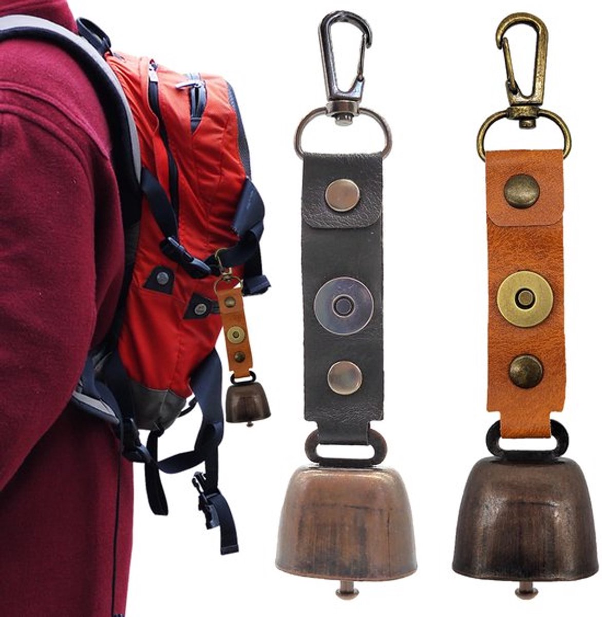 2 stuks koperen klokken metalen vintage mini koebel anti-verlies bel voor huisdieren decoraties veelzijdig compact en draagbaar voor outdoor-wandelingen. rugzakhangers. dierenhalsbekken