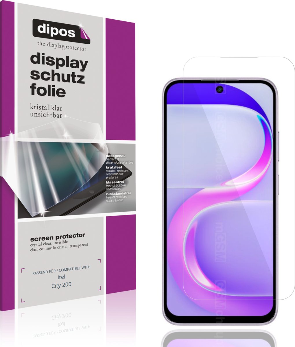 dipos – 4x Beschermfolie geschikt voor Itel City 200 | Krasbestendige & heldere Screenprotector Ultra-Thin