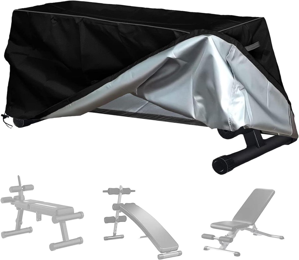 Gewichtsbankhoes - Halterbank beschermhoes - Fitness apparatuur beschermen - Waterdicht Oxford stof - 152x46x54 cm - Zwart