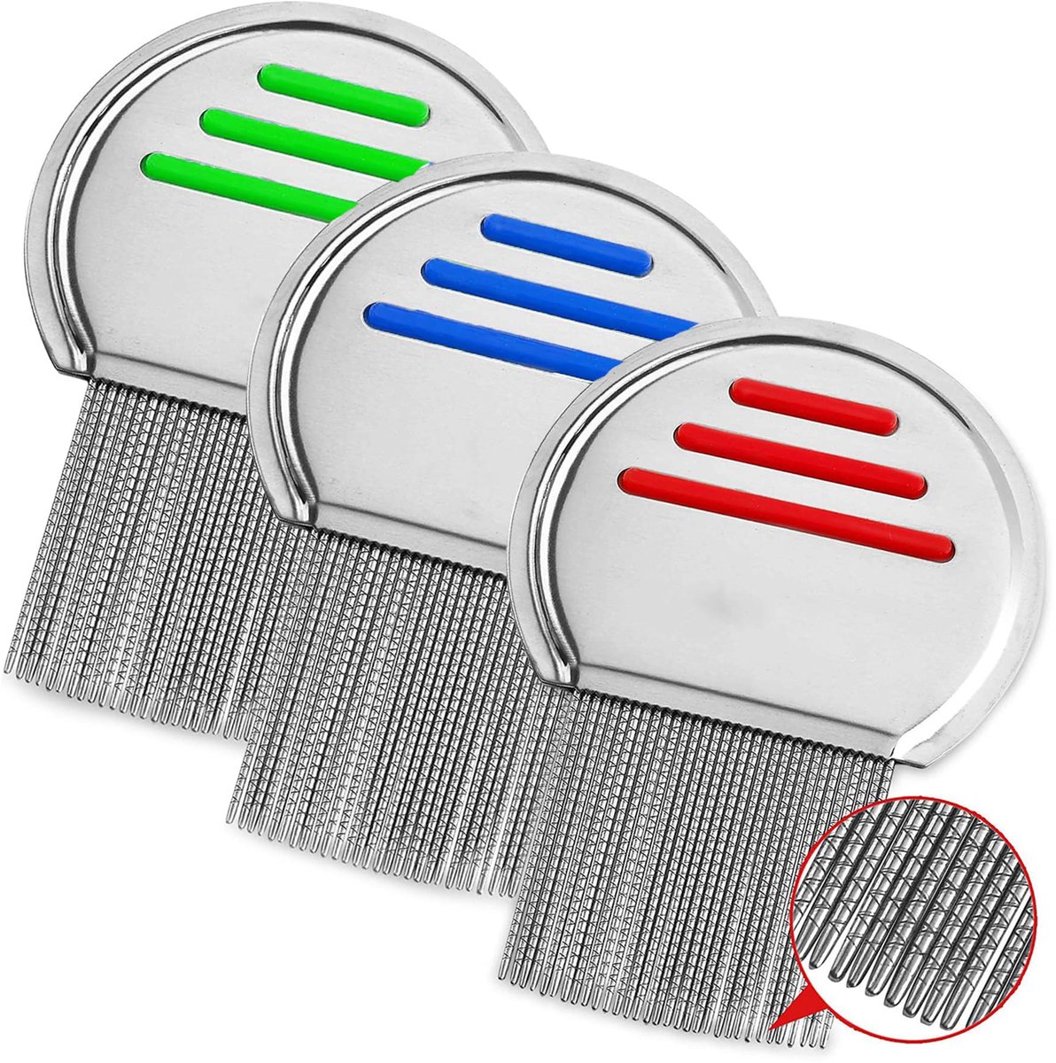 Luizenkam - Netenkam - Hoofdluis kam - Lice comb - Ontluizingskam - Voor kinderen en huisdieren - RVS - 1 stuk - Willekeurige kleur - Jonyx