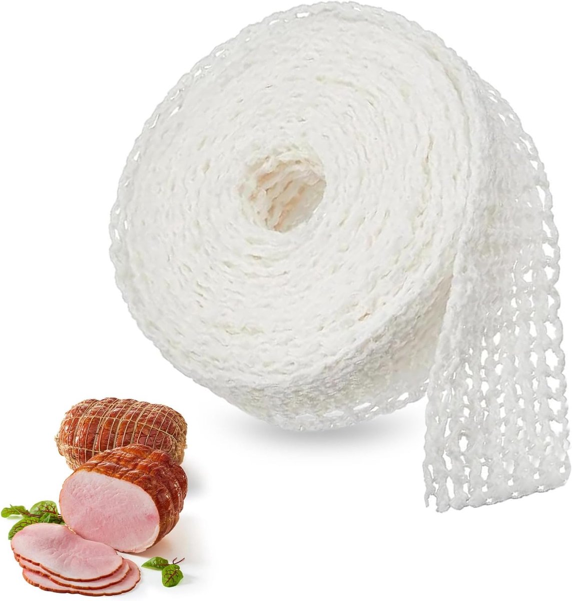 QTTVBTNA – Vleesnet voor Rollade – Rolladenet – 5m – Hittebestendig Elastisch Braadnet van Katoendraad – Voor Vlees Bereiden, Ophangen, Bewaren en Koken