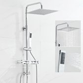 Auralum Max Regendouche - Doucheset - 12 inch Douchekop - Met Plankje - Verstelbare Hoogte 72-110 cm - Vierkant Design - Duurzame Messing Omsteller voor Badkamer - Chroom