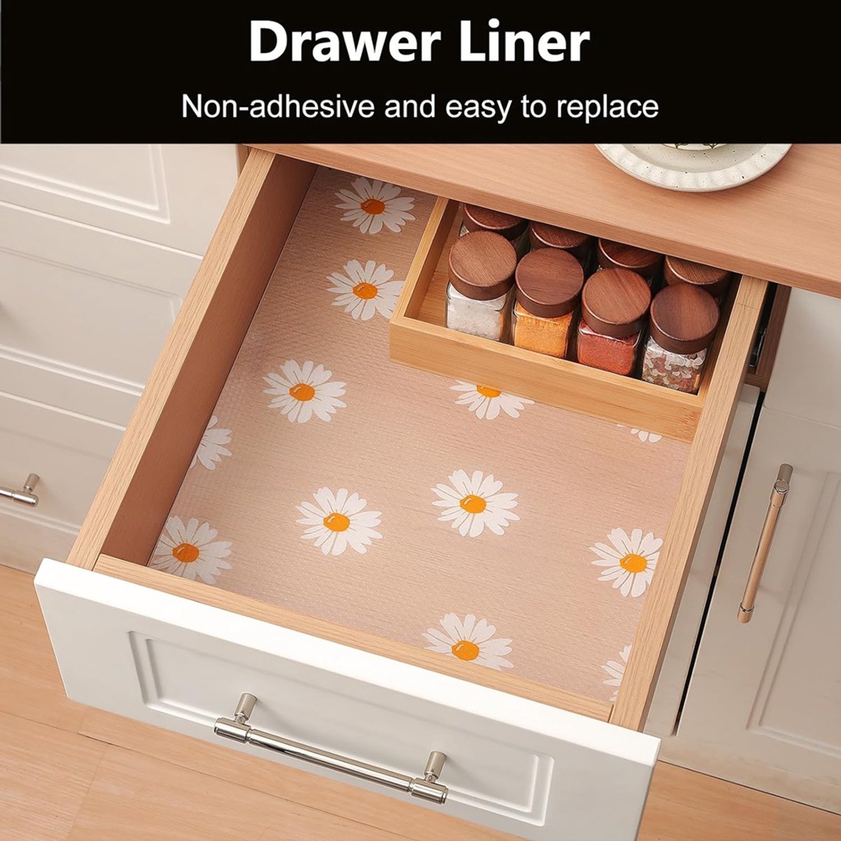 1 Keukenkastplankbekleding - Waterdichte en oliebestendige ladebekleding, antiaanbaklaag van EVA-papier - duurzaam, wasbaar en gemakkelijk schoon te maken (45 cm * 300 cm, beige)