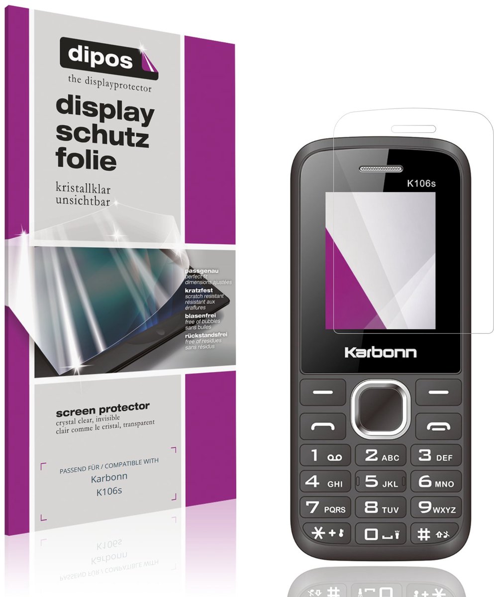 dipos – 4x Beschermfolie geschikt voor Karbonn K106s | Krasbestendige & heldere Screenprotector Ultra-Thin