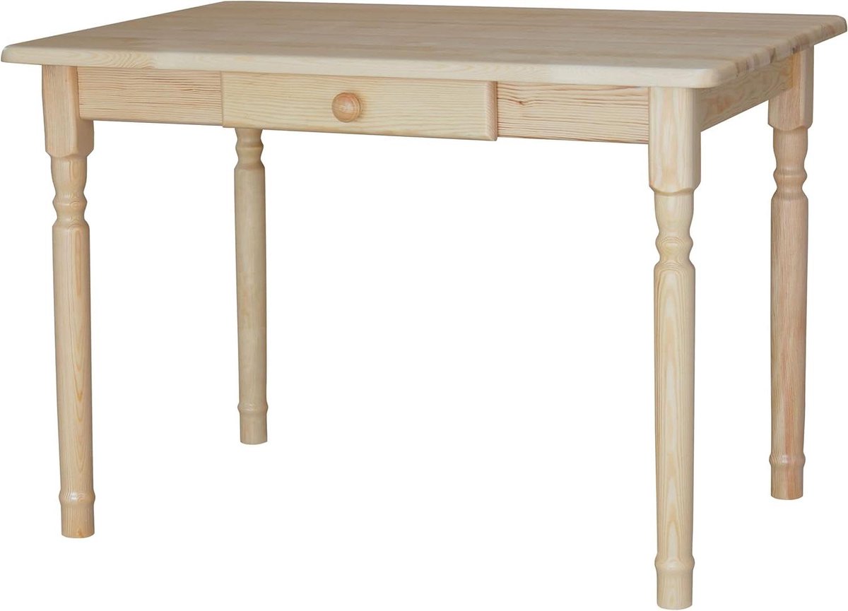 Eettafel Hout - Tafel met Lade - Gezellig Tafelen - Handgemaakt Ontwerp - 70 x 110 cm - Naturel