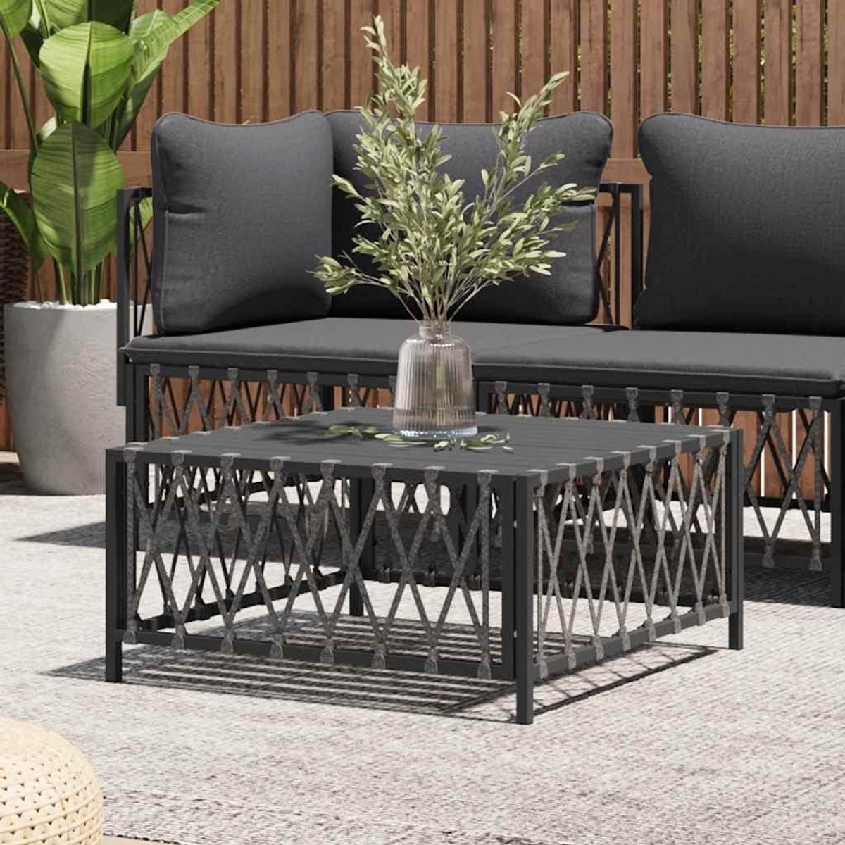 Tuintafel Antraciet - Terrastafel Koffietafel - Buiten Ontspannen - Modulair Design - 70 x 70 x 34 cm - Antraciet