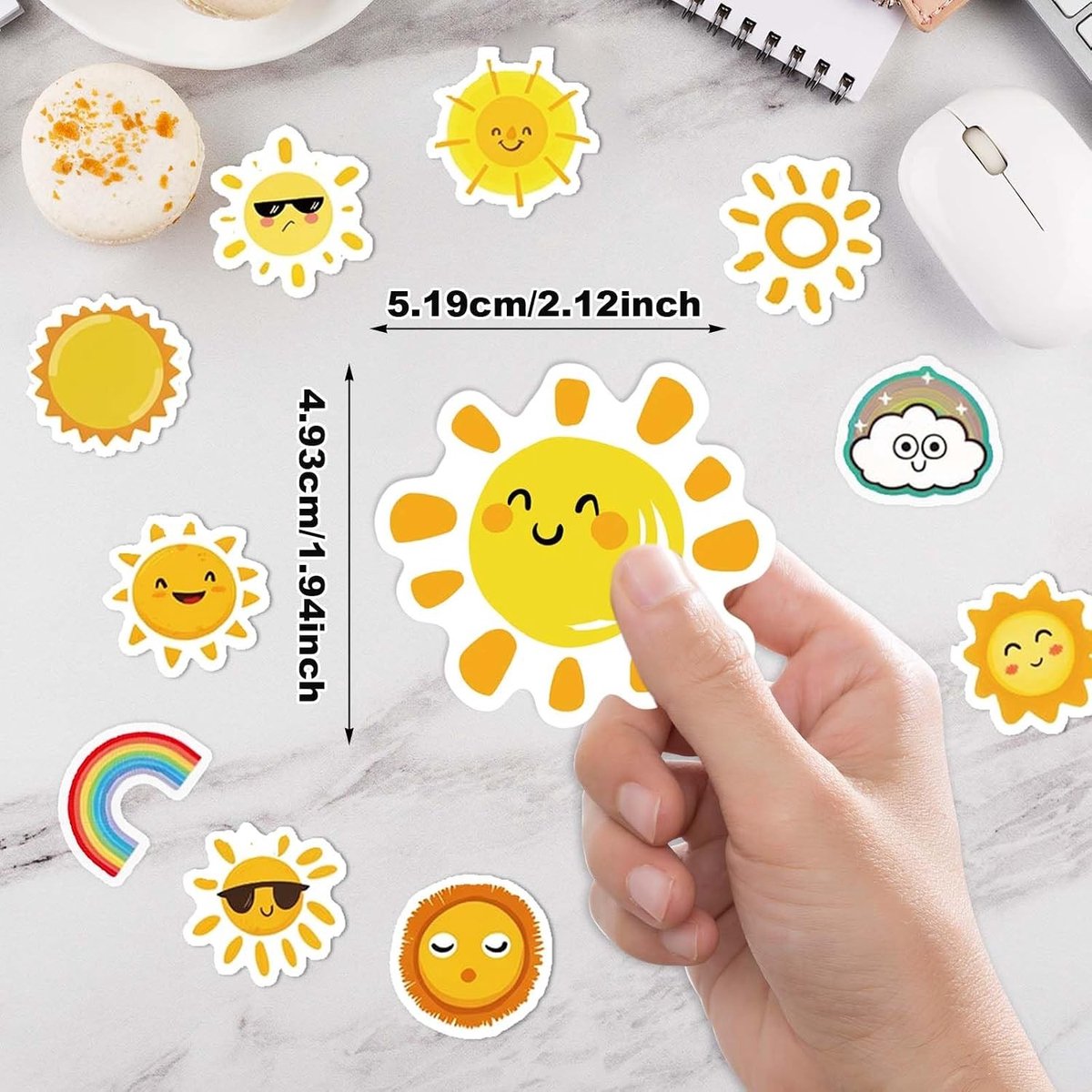 Waterdichte Vinyl Stickers in Graffiti Stijl - Zonne- en Regenboogontwerpen voor Laptop, Skateboard, Koffer, Auto en Fiets - Creatieve DIY Decoratie voor Reizen en Persoonlijke Stijl