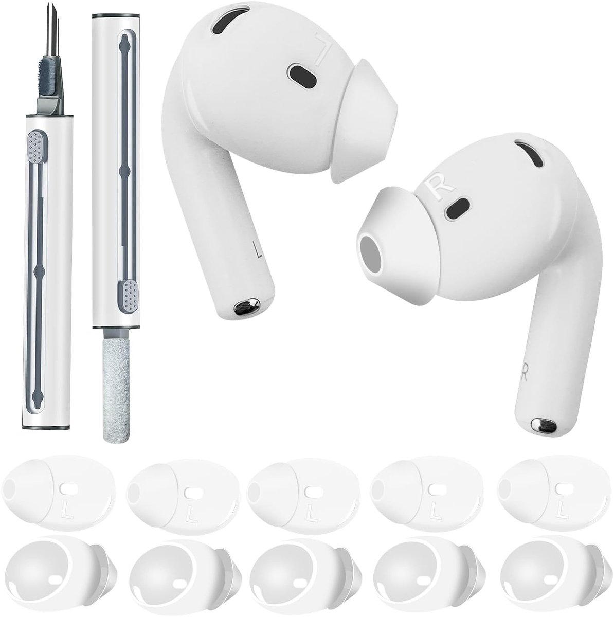 Siliconen Oordopjes Covers voor AirPods 4 - 5 Paar, Antislip Oordopjes met Reinigingspen, Comfortabele en Duurzame Oplossing voor AirPods 4e Generatie