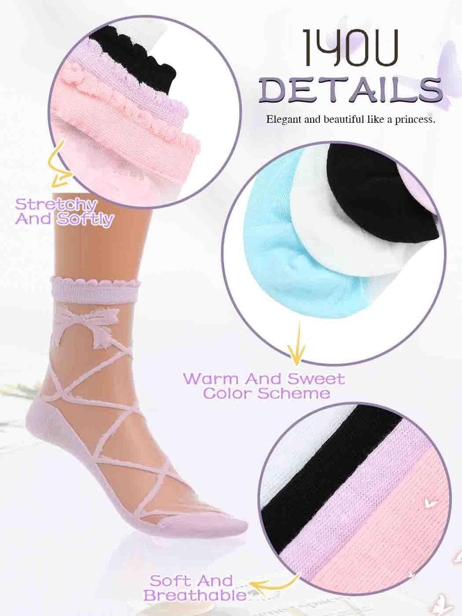 Transparante Mesh Zomer Enkelkousen voor Dames en Meisjes - Ademend, Lichtgewicht en Comfortabel