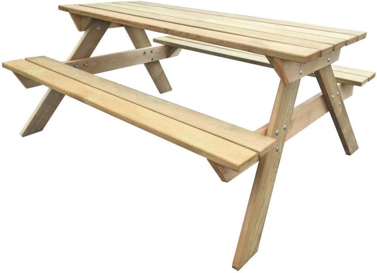Picknicktafel met Banken - Bierbank Tafel - Buiten Dineren - Groen Geïmpregneerd Hout - 150 x 135 x 715 cm
