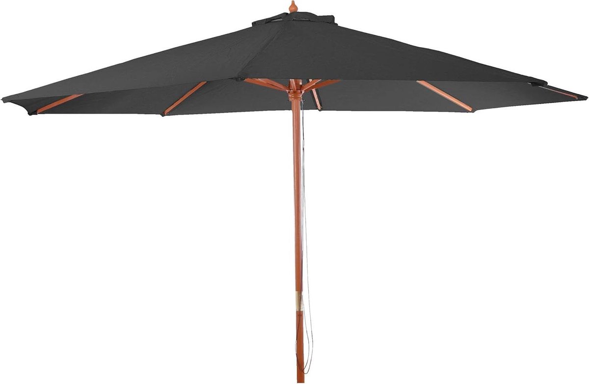 Parasol Polyester Hout - Tuinparasol Marktparasol - Terras Zomer - UV Bescherming 50 - Ø 35 m - Antraciet