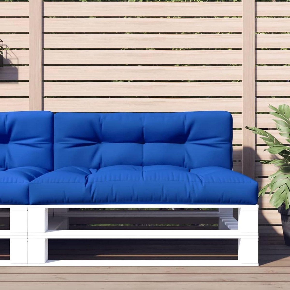 Palletkussen 2-delig - Tuinkussen Zitkussen - Buiten Zitten - Zachte Holle Vezel - 120 x 80 x 12 cm - Koningsblauw
