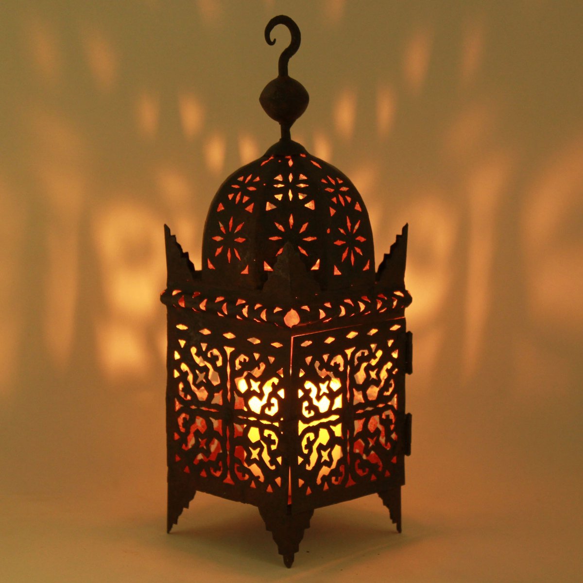 Oosterse ijzeren lantaarn – Marokkaans – Minaretvorm – Roestkleur – Firyal 50 cm