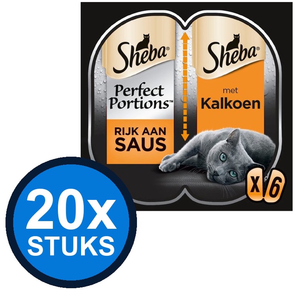 20x Sheba - Perfect Portions adult saus kalkoen mp 6x37,5gr - Kattenvoer Natvoer - 225 g